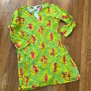 NWT Gretchen Scott designs cotton seahorse neon coverup tunic made in India